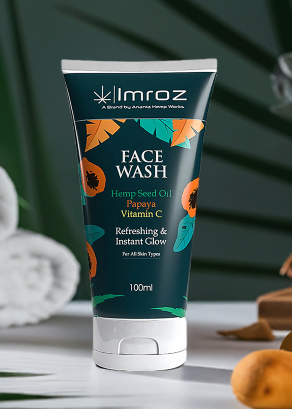 Imroz Face Wash with Hemp Seed Oil & Papaya | Glow Naturally | Cleanse Gently | Hydrate Deeply