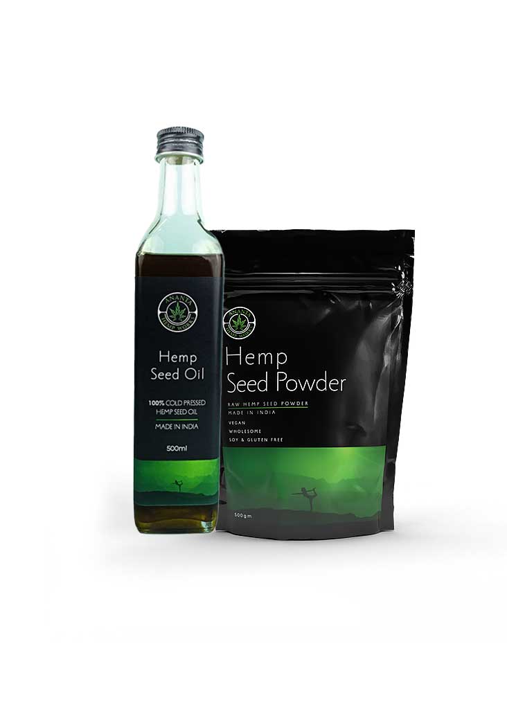 hemp seed oil and hemp seed powder combo pack of 500gm
