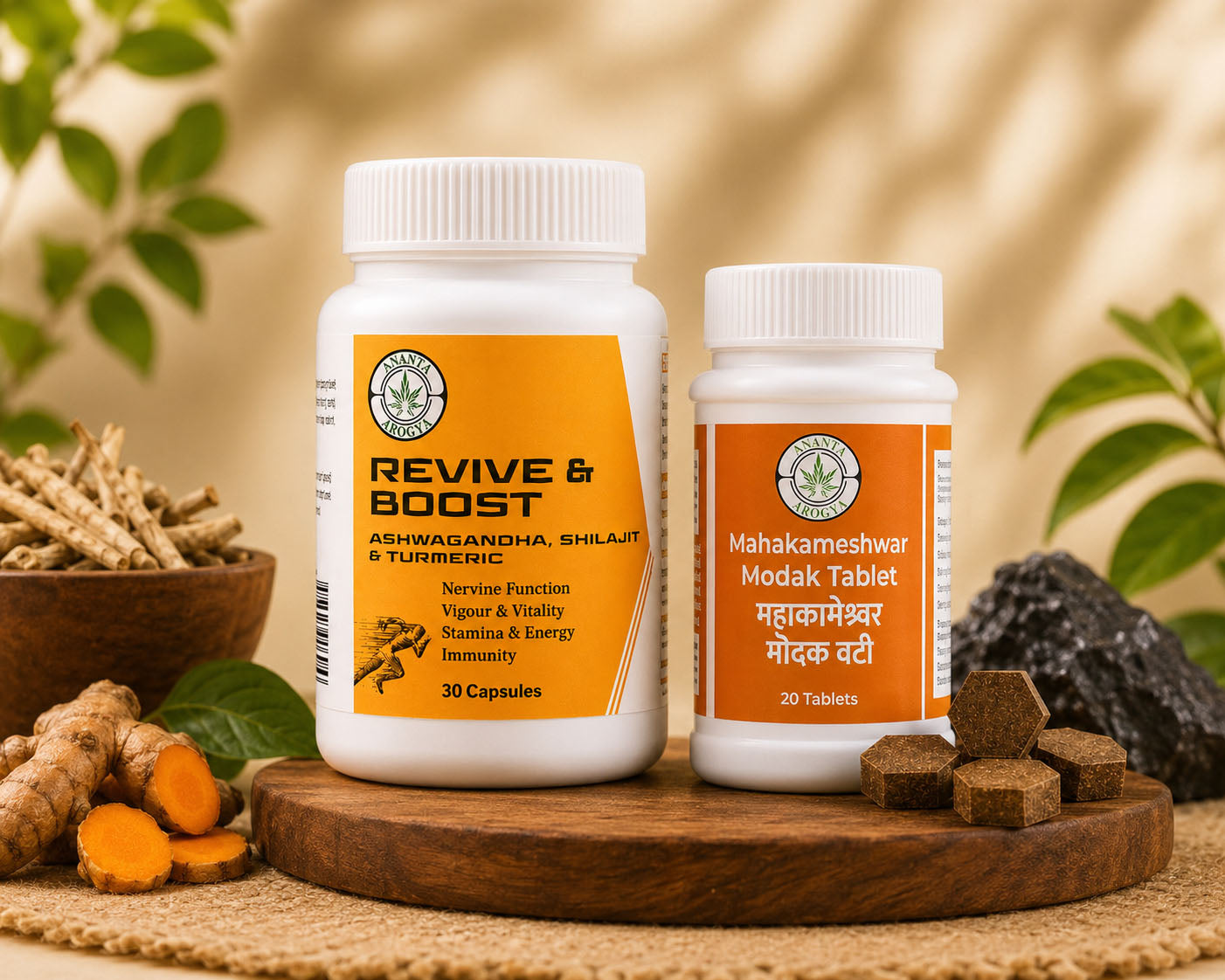 Revive & Boost 30 Capsules and Maha Kameshwar Modak Combo