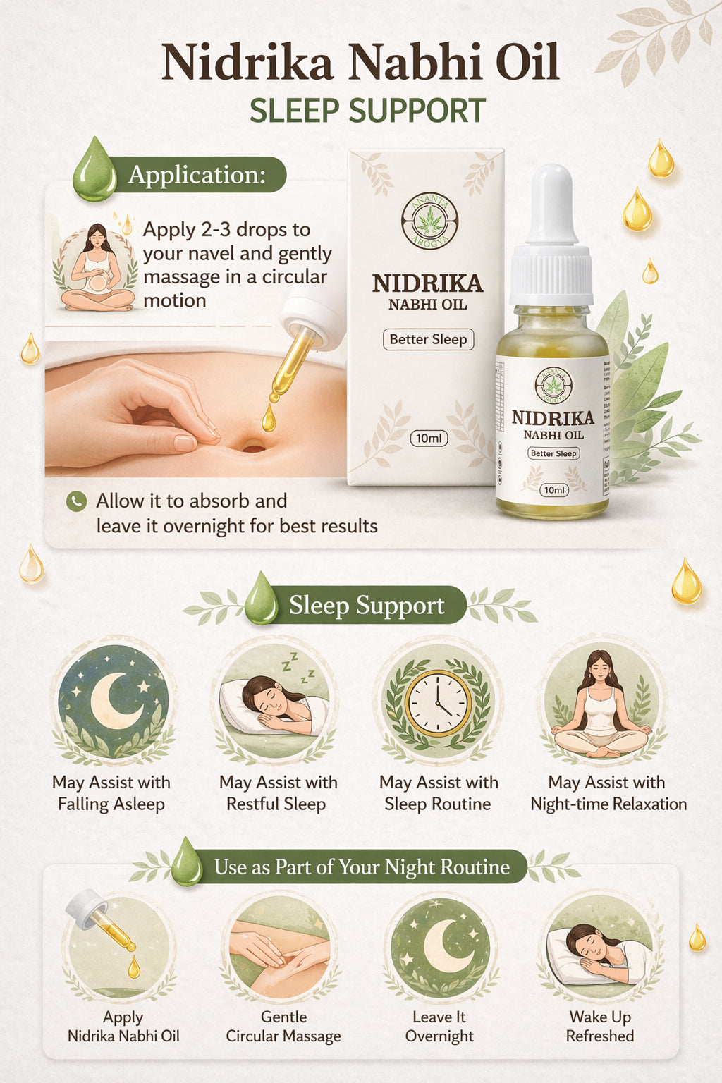 Ananta Arogya Nidrika Nabhi Oil | For Sleep Support, Relaxation & Stress Relief
