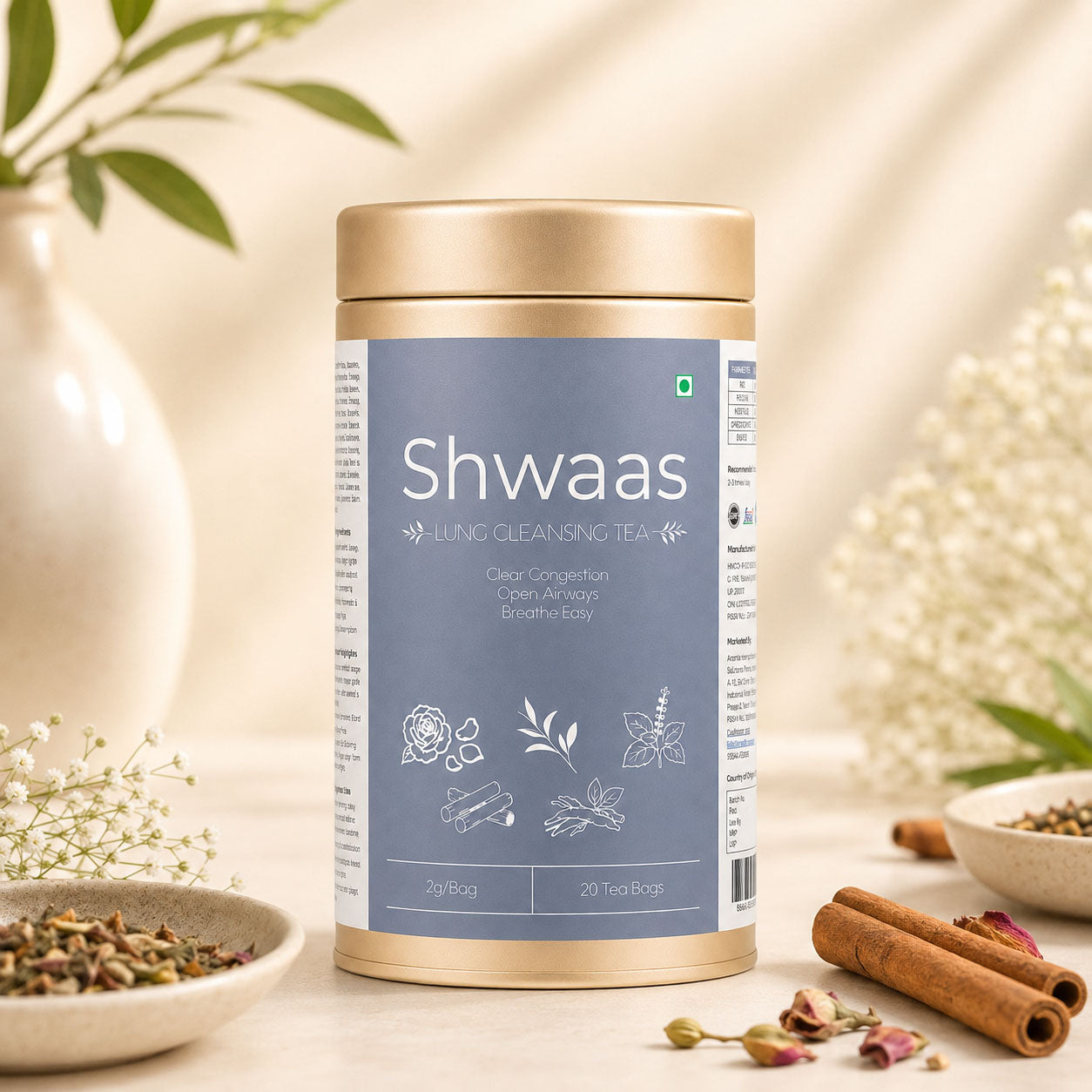 Shwaas Lung Cleansing Tea | Clear Congestion | Open Airways | Breath Easy