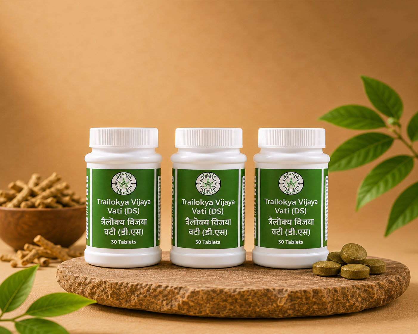 Trailokya Vijaya Vati (DS) | Classical Ayurvedic Pain & Stress Relief Formula | Supports Relief from Chronic Pain | Menstrual Discomfort | Insomnia | Anxiety | Pack of 3
