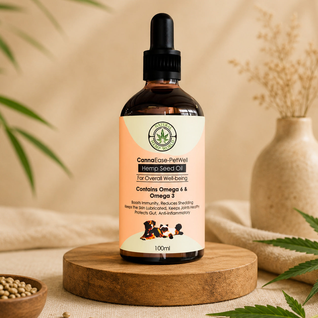 PetWell Hemp Seed Oil for Dogs & Cats - 100ml | Natural Wellness Support | 100% Cold-Pressed & Unrefined